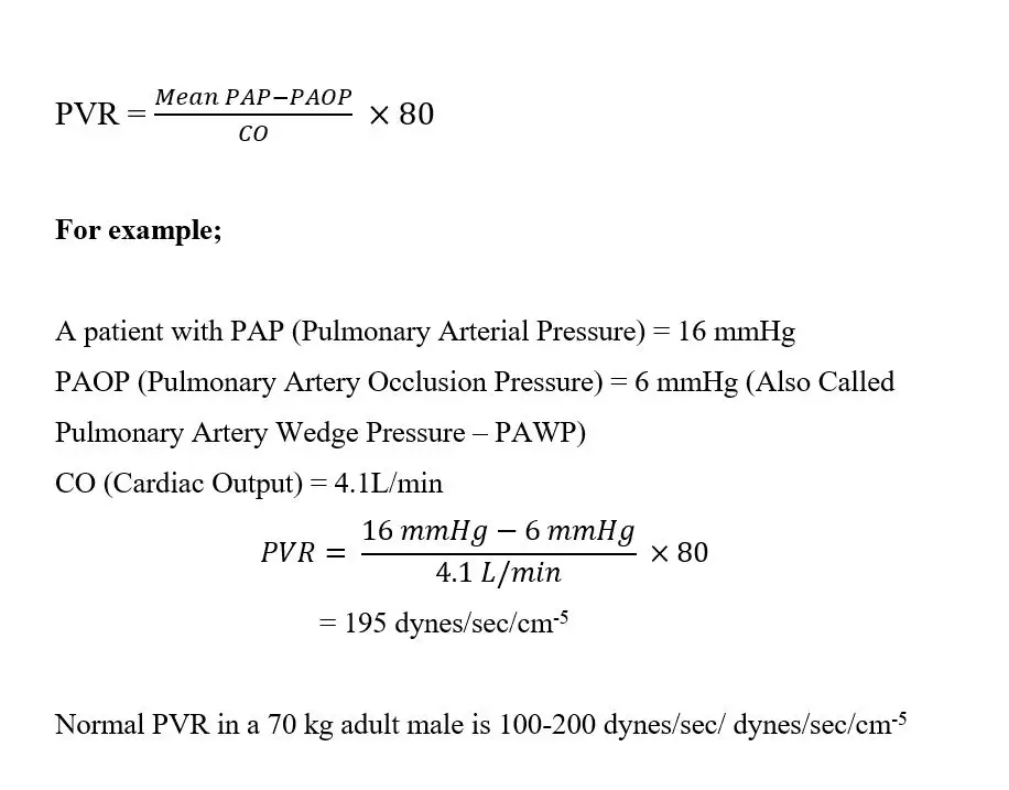 Pulmonary Vascular Resistance Calculation